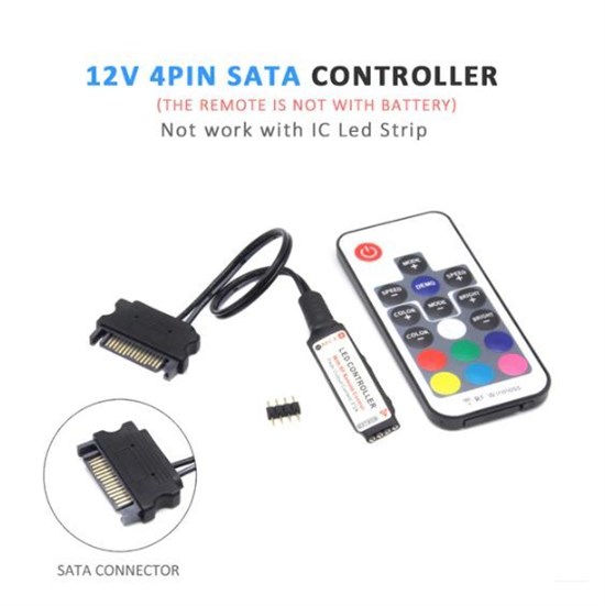 Контроллер RGB подсветки вентиляторов ПК 12v4pin с пультом ДУ питание от SATA 89 - фото 3017